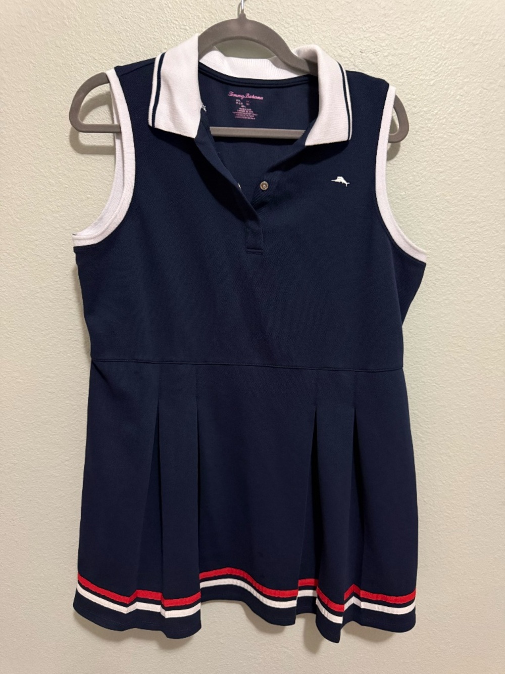 Tommy Bahama Women’s Large Navy Pleated Golf/Tennis Dress + White Compression Sh